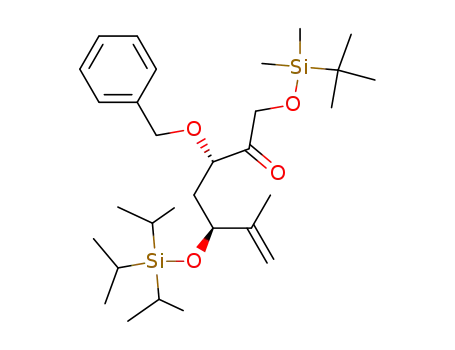 Molecular Structure of 397873-23-3 (4,10-Dioxa-3,11-disilatridecan-6-one,
2,2,3,3,12-pentamethyl-9-(1-methylethenyl)-11,11-bis(1-methylethyl)-7-(
phenylmethoxy)-, (7S,9S)-)