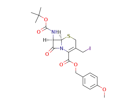 Molecular Structure of 162095-92-3 (5-Thia-1-azabicyclo[4.2.0]oct-2-ene-2-carboxylic acid,
7-[[(1,1-dimethylethoxy)carbonyl]amino]-3-(iodomethyl)-8-oxo-,
(4-methoxyphenyl)methyl ester, (6R,7R)-)