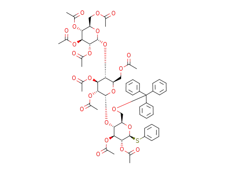 phenyl O-(2,3,4,6-tetra-O-acetyl-α-D-glucopyranosyl-(1->4)-O-(2,3,6-tri-O-acetyl-α-D-glucopyranosyl)-(1->4)-2,3-di-O-acetyl-6-O-(triphenylmethyl)-1-thio-β-D-glucopyranoside