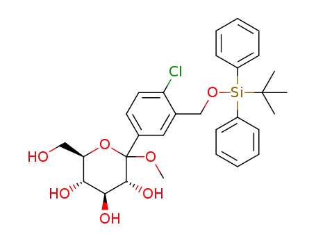 (3R,4S,5S,6R)-2-(3-((tert-butyldiphenylsilyloxy)methyl)-4-chlorophenyl)-6-(hydroxymethyl)-2-methoxytetrahydro-2H-pyran-3,4,5-triol
