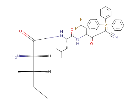 Molecular Structure of 438202-56-3 ((2S,3S)-2-Amino-3-methyl-pentanoic acid {(S)-1-[3-cyano-1-(2,2-difluoro-ethyl)-2-oxo-3-(triphenyl-λ<sup>5</sup>-phosphanylidene)-propylcarbamoyl]-3-methyl-butyl}-amide)