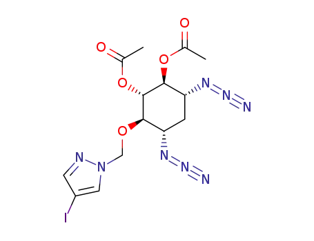 Acetic acid (1S,2S,3R,5S,6R)-2-acetoxy-3,5-diazido-6-(4-iodo-pyrazol-1-ylmethoxy)-cyclohexyl ester