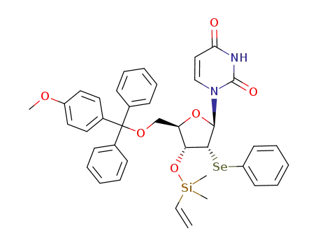 Molecular Structure of 321155-81-1 (1-[5-O-(4-methoxytrityl)-2-deoxy-2-phenylseleno-3-O-(dimethylvinylsilyl)-β-D-ribofuranosyl]uracil)
