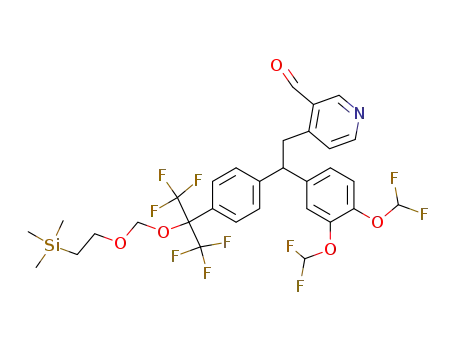 4-(2-(3,4-bis-difluoromethoxy-phenyl)-2-{4-[2,2,2-trifluoro-1-trifluoromethyl-1-(2-trimethylsilanyl-ethoxymethoxy)-ethyl]-phenyl}-ethyl)-pyridine-3-carbaldehyde