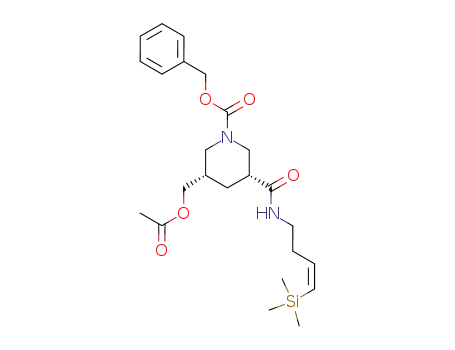 benzyl (3R,5S)-5-acetoxymethyl-3-{[(Z)-1-trimethylsilyl-1-buten-4-yl]carbamoyl}piperidine-1-carboxylate