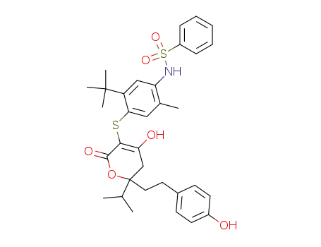 N-[5-tert-butyl-4-({6-hydroxy-2-[2-(4-hydroxyphenyl)ethyl]-2-(1-methylethyl)-4-oxo-3,4-dihydro-2H-pyran-5-yl}sulfanyl)-2-methylphenyl]benzenesulfonamide