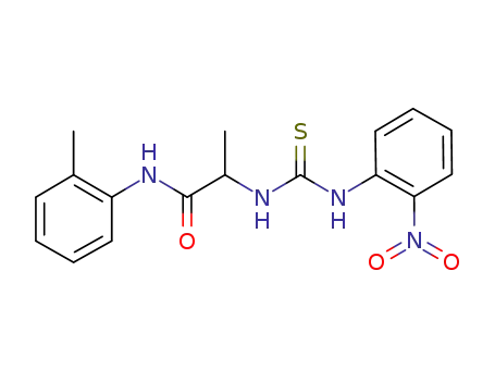 Molecular Structure of 672959-44-3 (Propanamide,
N-(2-methylphenyl)-2-[[[(2-nitrophenyl)amino]thioxomethyl]amino]-)