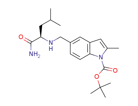 Molecular Structure of 879887-24-8 (1H-Indole-1-carboxylic acid,
5-[[[(1R)-1-(aminocarbonyl)-3-methylbutyl]amino]methyl]-2-methyl-,
1,1-dimethylethyl ester)