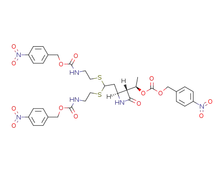 Carbonic acid (R)-1-((2S,3R)-2-{2,2-bis-[2-(4-nitro-benzyloxycarbonylamino)-ethylsulfanyl]-ethyl}-4-oxo-azetidin-3-yl)-ethyl ester 4-nitro-benzyl ester