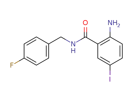 Molecular Structure of 515869-84-8 (Benzamide, 2-amino-N-[(4-fluorophenyl)methyl]-5-iodo-)
