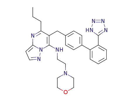 Molecular Structure of 151327-04-7 (N-(2-(4-Morpholinyl)ethyl)-5-propyl-6-((2'-(1H-tetrazol-5-yl)(1,1'- biphenyl)-4-yl)methyl) pyrazolo(1,5-a)pyrimidin-7-amine)