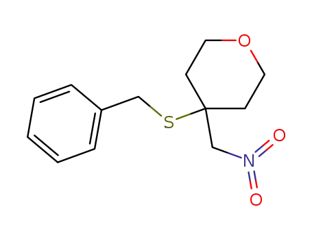 Molecular Structure of 133762-55-7 (4-benzylthio-2,3,5,6-tetrahydro-4-nitromethyl-4H-pyran)