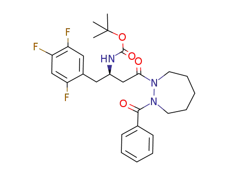 Molecular Structure of 939964-31-5 (tert-butyl (R)-4-(2-benzoyl-1,2-diazepan-1-yl)-4-oxo-1-(2,4,5-trifluorophenyl)butan-2-ylcarbamate)