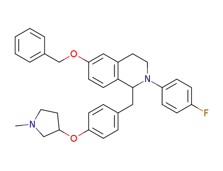 Molecular Structure of 295320-23-9 (2-(4-fluorophenyl)-1-[4-(1-methylpyrrolidin-3-yloxy)benzyl]-6-(phenylmethoxy)-1,2,3,4-tetrahydroisoquinoline)