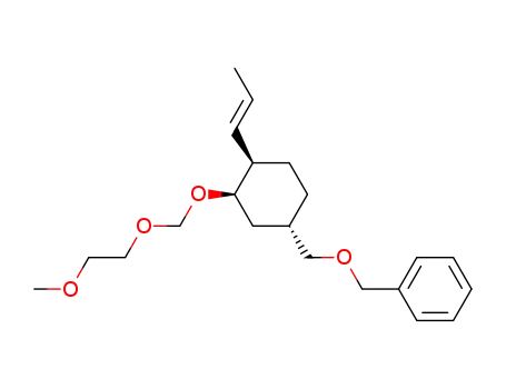 Molecular Structure of 131067-45-3 ([(1S,3R,4R)-3-(2-Methoxy-ethoxymethoxy)-4-((E)-propenyl)-cyclohexylmethoxymethyl]-benzene)