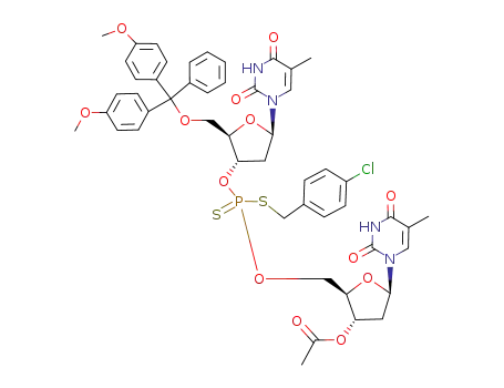 O-<5'-O-(4,4'-dimethoxytrityl)thymidin-3'-yl> S-(4-chlorobenzyl) O-(3'-O-acetylthymidin-5'-yl) phosphorodithioate