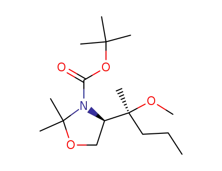 Molecular Structure of 433711-93-4 (3-Oxazolidinecarboxylic acid,
4-[(1S)-1-methoxy-1-methylbutyl]-2,2-dimethyl-, 1,1-dimethylethyl ester,
(4R)-)