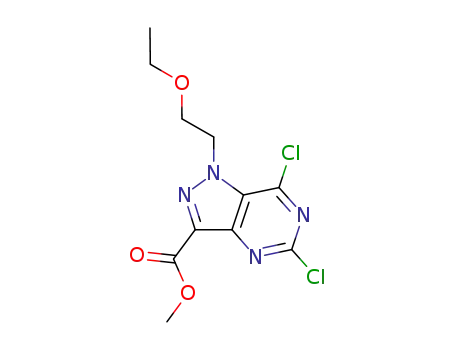 Molecular Structure of 792970-11-7 (methyl 5,7-dichloro-1-(2-ethoxyethyl)-1H-pyrazolo-[4,3-d]pyrimidine-3-carboxylate)