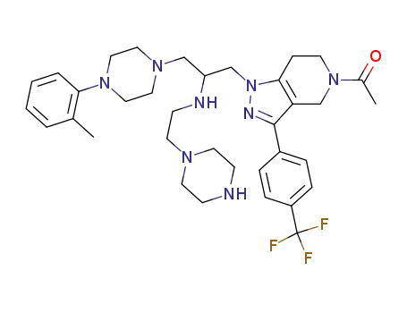 Molecular Structure of 400802-49-5 (1-[1-[2-(2-Piperazin-1-yl-ethylamino)-3-(4-o-tolyl-piperazin-1-yl)-propyl]-3-(4-trifluoromethyl-phenyl)-1,4,6,7-tetrahydro-pyrazolo[4,3-c]pyridin-5-yl]-ethanone)