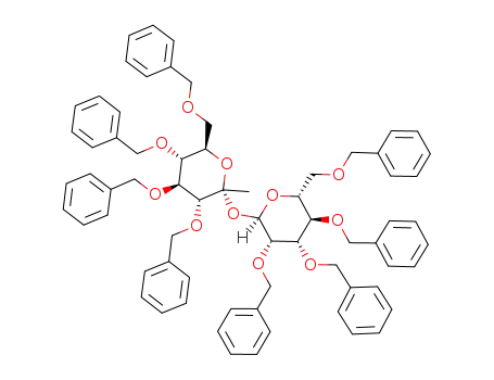 Molecular Structure of 922187-86-8 (3,4,5,7-tetra-O-benzyl-1-deoxy-α-D-gluco-hept-ulopyranosyl 2,3,4,6-tetra-O-benzyl-α-D-mannopyranoside)