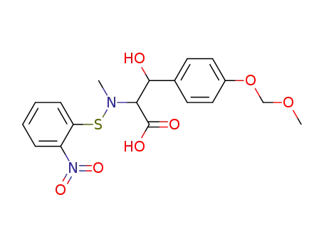Molecular Structure of 125774-97-2 (Tyrosine,
b-hydroxy-O-(methoxymethyl)-N-methyl-N-[(2-nitrophenyl)thio]-)