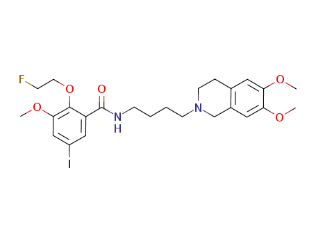 Molecular Structure of 945992-38-1 (Benzamide, N-[4-(3,4-dihydro-6,7-dimethoxy-2(1H)-isoquinolinyl)butyl]-2-(2-fluoroethoxy)-5-iodo-3-methoxy-)