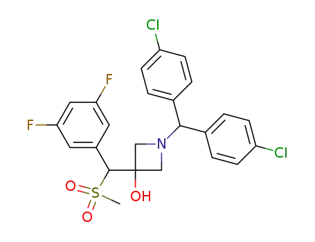 Molecular Structure of 261922-47-8 (1-[bis(4-chlorophenyl)-methyl]-3-[(3,5-difluorophenyl)(methylsulfonyl)methyl-(RS)]azetidin-3-ol)
