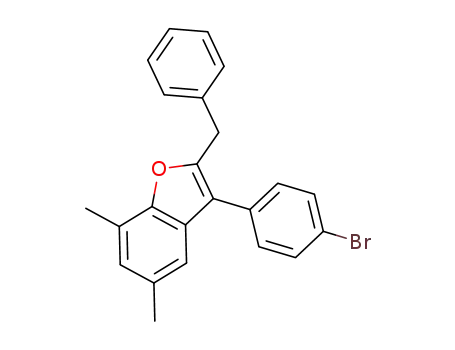 Molecular Structure of 951384-28-4 (2-benzyl-5,7-dimethyl-3-(4-bromophenyl)benzofuran)