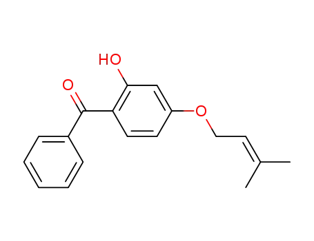 Molecular Structure of 63564-99-8 (Methanone, [2-hydroxy-4-[(3-methyl-2-butenyl)oxy]phenyl]phenyl-)