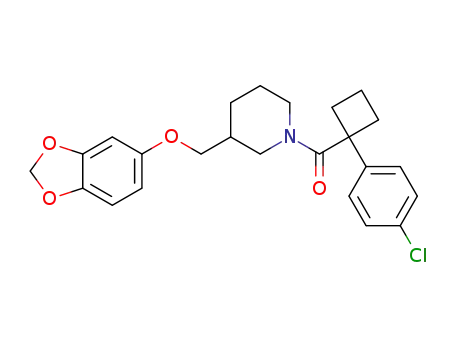 Molecular Structure of 404886-44-8 (Piperidine,
3-[(1,3-benzodioxol-5-yloxy)methyl]-1-[[1-(4-chlorophenyl)cyclobutyl]carb
onyl]-)
