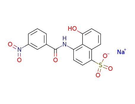Molecular Structure of 69902-90-5 (1-Naphthalenesulfonic acid, 5-hydroxy-4-[(3-nitrobenzoyl)amino]-,
monosodium salt)