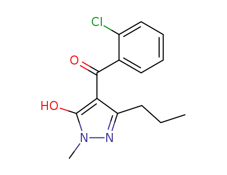 Molecular Structure of 58010-99-4 (Methanone,
(2-chlorophenyl)(5-hydroxy-1-methyl-3-propyl-1H-pyrazol-4-yl)-)