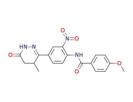 Molecular Structure of 74149-73-8 (Benzamide,
4-methoxy-N-[2-nitro-4-(1,4,5,6-tetrahydro-4-methyl-6-oxo-3-pyridazinyl)
phenyl]-)
