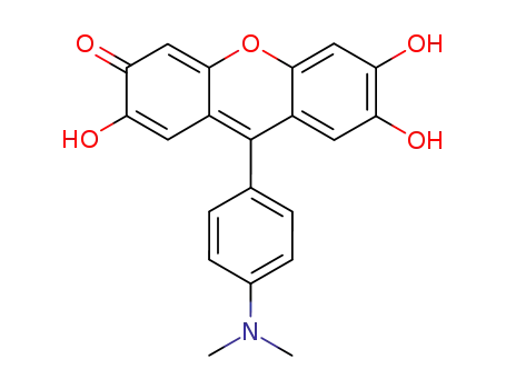 Molecular Structure of 6098-86-8 (9-(4-dimethylaminophenyl)-2,6,7-trihydroxy-xanthen-3-one)