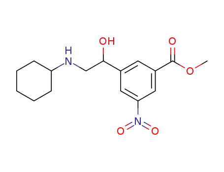 Molecular Structure of 63659-91-6 (Benzoic acid, 3-[2-(cyclohexylamino)-1-hydroxyethyl]-5-nitro-, methyl
ester)