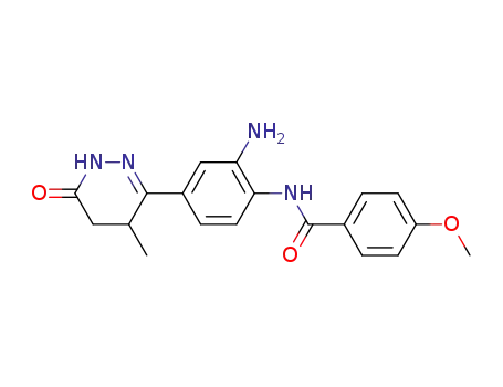 Molecular Structure of 74149-74-9 (Benzamide,
N-[2-amino-4-(1,4,5,6-tetrahydro-4-methyl-6-oxo-3-pyridazinyl)phenyl]-4
-methoxy-)