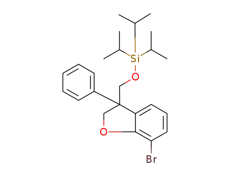 Molecular Structure of 918305-09-6 (Benzofuran,
7-bromo-2,3-dihydro-3-phenyl-3-[[[tris(1-methylethyl)silyl]oxy]methyl]-)