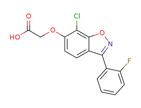Molecular Structure of 72498-57-8 (((7-chloro-3-(2-fluorophenyl)-1,2-benzisoxazol-6-yl)oxy)acetic acid)