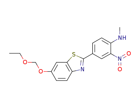 Molecular Structure of 926892-32-2 (Benzenamine, 4-[6-(ethoxymethoxy)-2-benzothiazolyl]-N-methyl-2-nitro-)