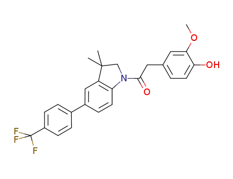 Molecular Structure of 847064-35-1 (4-(2-{3,3-dimethyl-5-[4-(trifluoromethyl)phenyl]-2,3-dihydro-1H-indol-1-yl}-2-oxoethyl)-2-methoxyphenol)