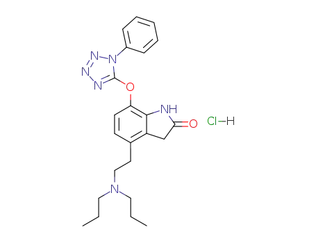 Molecular Structure of 91374-19-5 (2H-Indol-2-one,
4-[2-(dipropylamino)ethyl]-1,3-dihydro-7-[(1-phenyl-1H-tetrazol-5-yl)oxy]
-, monohydrochloride)
