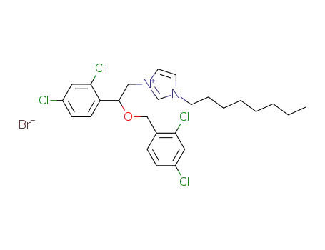 Molecular Structure of 57264-59-2 (1-(2-((2,4-dichlorobenzyl)oxy)-2-(2,4-dichlorophenyl)ethyl)-3-octyl-1H-imidazol-3-ium bromide)