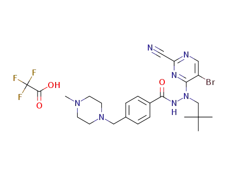 Benzoic acid, 4-[(4-methyl-1-piperazinyl)methyl]-,
2-(5-bromo-2-cyano-4-pyrimidinyl)-2-(2,2-dimethylpropyl)hydrazide
2,2,2-trifluoroacetate (1:1)