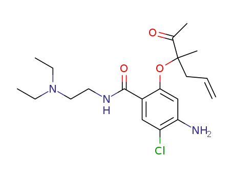 Molecular Structure of 102670-47-3 (4-Amino-5-chloro-N-[2-(diethylamino)ethyl]-2-[(3-methyl)-5-hexen-2-on-3-yl]oxybenzamide)