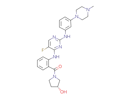 Molecular Structure of 1042434-31-0 ((3R)-1-({2-[(5-fluoro-2-{[3-(4-methyl-1-piperazinyl)phenyl]amino}-4-pyrimidinyl)amino]phenyl}carbonyl)-3-pyrrolidinol)