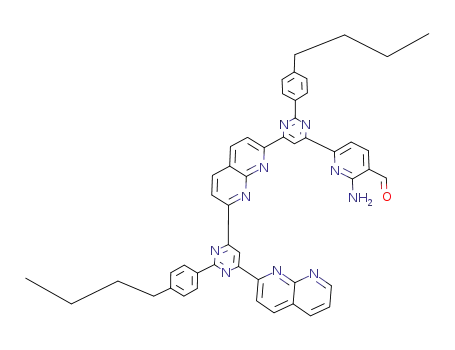 2-amino-6-(2-(4-n-butylphenyl)-6-{7-[2-(4-n-butylphenyl)-6-[1,8]naphthyridin-2-ylpyrimidin-4-yl][1,8]naphthyridin-2-yl}pyrimidin-4-yl)pyridine-3-carboxaldehyde