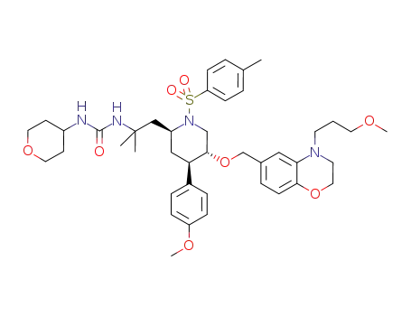 1-{2-[(2S,4R,5R)-4-(4-methoxy-phenyl)-5-[4-(3-methoxy-propyl)-3,4-dihydro-2H-benzo[1,4]oxazin-6-ylmethoxy]-1-(toluene-4-sulfonyl)-piperidin-2-yl]-1,1-dimethyl-ethyl}-3-(tetrahydro-pyran-4-yl)-urea