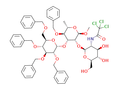 methyl (2-deoxy-2-(2,2,2-trichloroacetamido)-β-D-glucopyranosyl)-(1->2)-[2,3,4,6-tetra-O-benzyl-α-D-glucopyranosyl-(1->3)]-4-O-benzyl-α-L-rhamnopyranoside