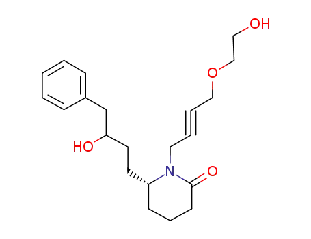 2-Piperidinone,
1-[4-(2-hydroxyethoxy)-2-butynyl]-6-(3-hydroxy-4-phenylbutyl)-, (6R)-
