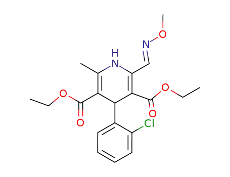 Molecular Structure of 62760-41-2 (3,5-Pyridinedicarboxylic acid,
4-(2-chlorophenyl)-1,4-dihydro-2-[(methoxyimino)methyl]-6-methyl-,
diethyl ester)